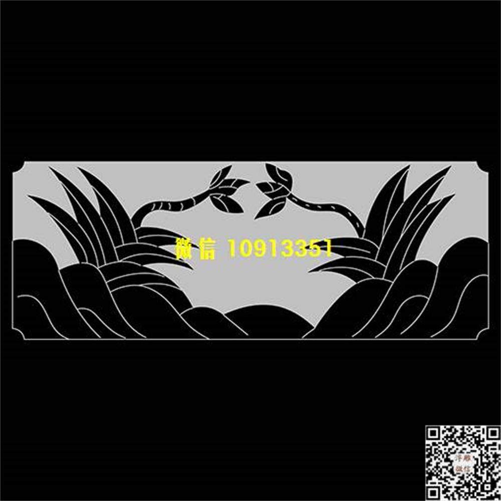 精雕图285兰花栏板精雕图线雕图线条图单线铣底图_电脑雕刻plt文泰矢量图精雕图浮雕图